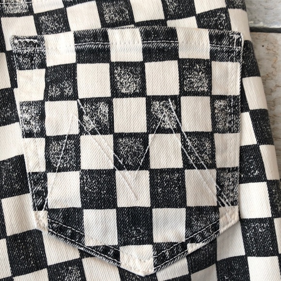 Mother The Insider Ankle Fray Playdate Black/White Checkerboard Print Jeans - Picture 14 of 14